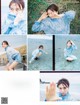 A collage of photos of a woman on the beach.